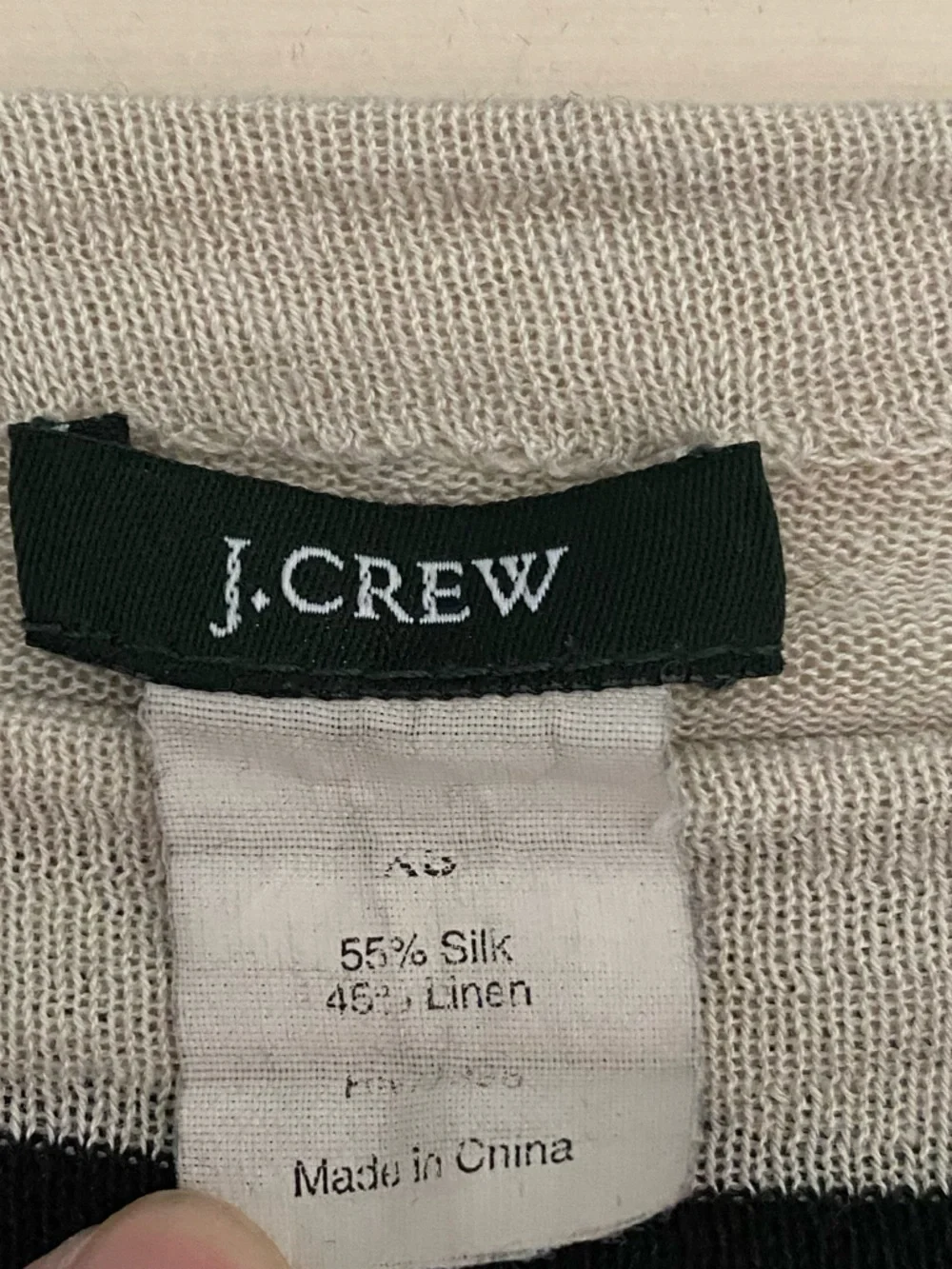 J. Crew Black and Cream Striped Scoop-Neck Sweater